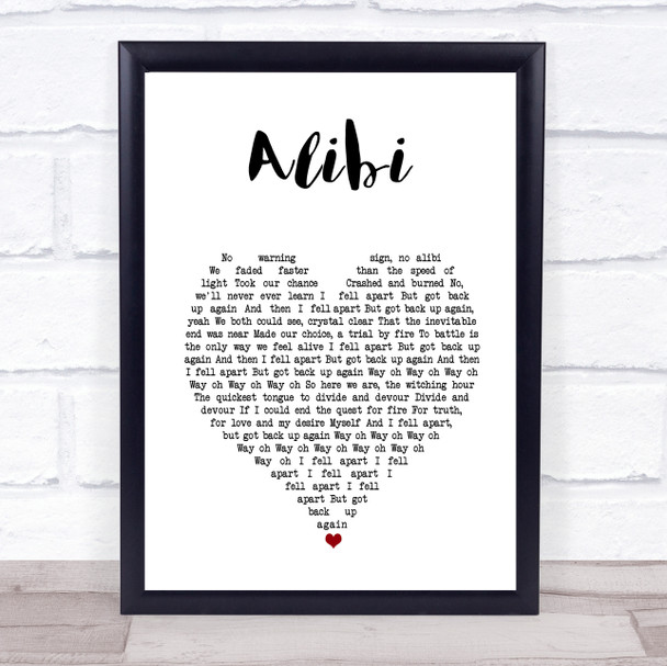 Thirty Seconds to Mars Alibi White Heart Song Lyric Print