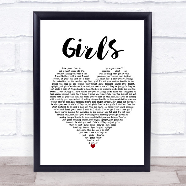 The 1975 Girls White Heart Song Lyric Print