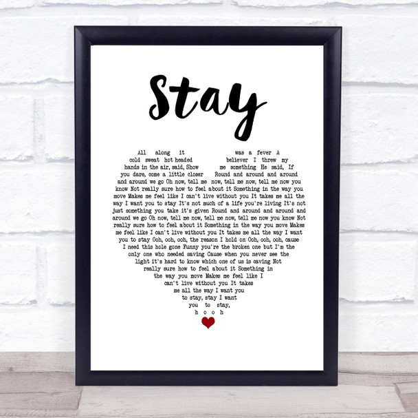 Rihanna ft. Mikky Ekko Stay White Heart Song Lyric Print