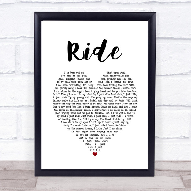 Lana Del Rey Ride White Heart Song Lyric Print