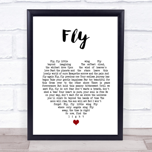 Céline dion Fly White Heart Song Lyric Print