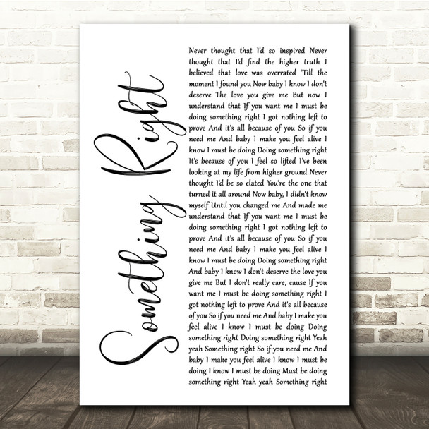 Westlife Something Right White Script Song Lyric Print