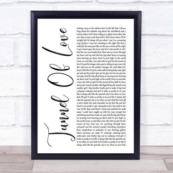 Dire Straits Tunnel of Love White Script Song Lyric Print