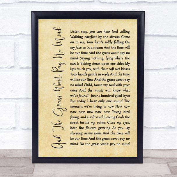 Elvis And The Grass Won't Pay No Mind Rustic Script Song Lyric Print