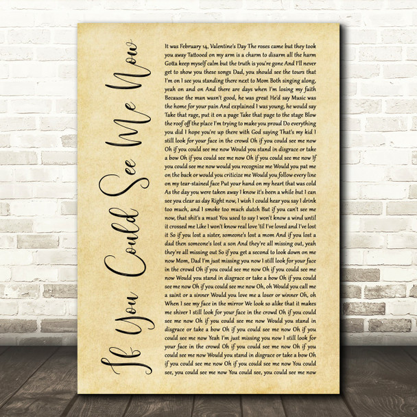 The Script If You Could See Me Now Rustic Script Song Lyric Print