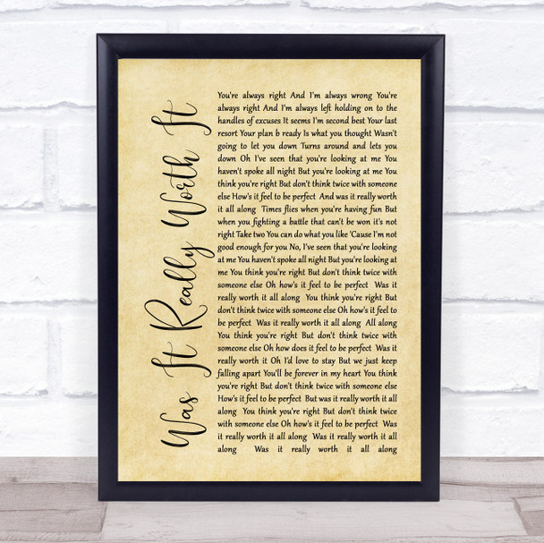 The Sherlocks Was It Really Worth It Rustic Script Song Lyric Print