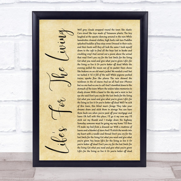 Passenger Life's For The Living Rustic Script Song Lyric Print