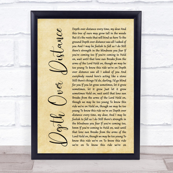 Ben Howard Depth Over Distance Rustic Script Song Lyric Print