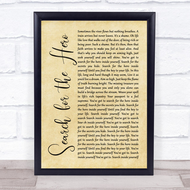 M People Search for the Hero Rustic Script Song Lyric Print