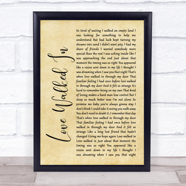 Thunder Love Walked In Rustic Script Song Lyric Print