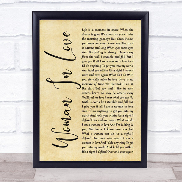 Barbra Streisand Woman In Love Rustic Script Song Lyric Print