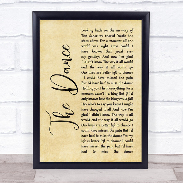 Garth Brooks The Dance Rustic Script Song Lyric Print