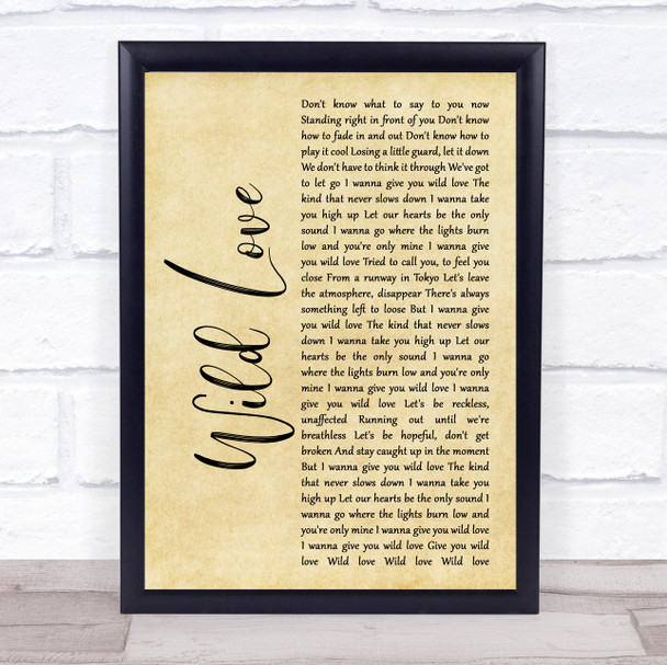 James Bay Wild Love Rustic Script Song Lyric Print