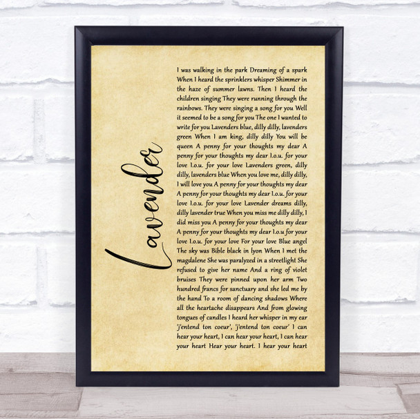 Marillion Lavender Rustic Script Song Lyric Print