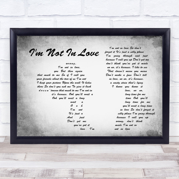 10cc I'm Not In Love Man Lady Couple Grey Song Lyric Print