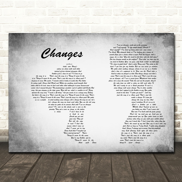 2Pac Changes Man Lady Couple Grey Song Lyric Print