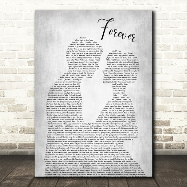 Aaron Lewis Forever Grey Song Lyric Man Lady Bride Groom Wedding Print