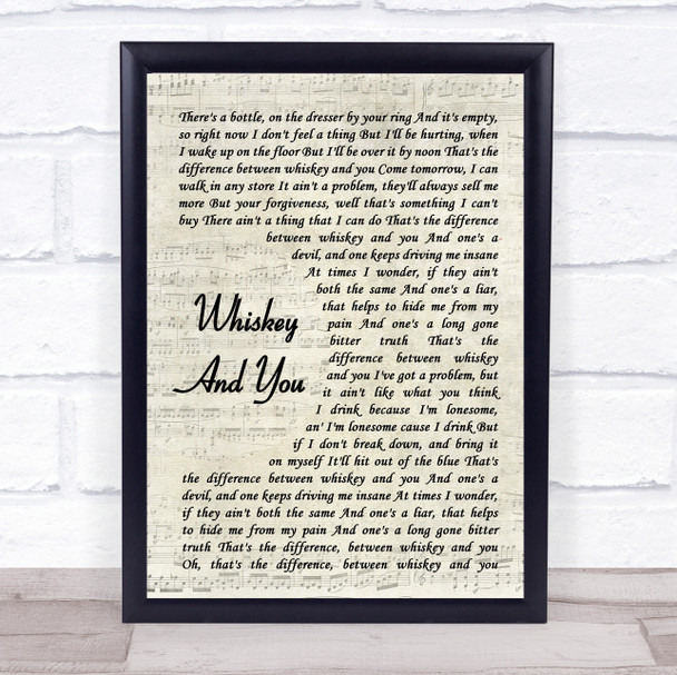 Aaron Lewis Whiskey And You Vintage Script Song Lyric Print