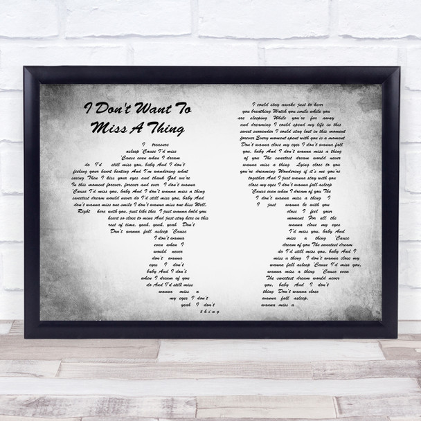 Aerosmith I Don't Want To Miss A Thing Man Lady Couple Grey Song Lyric Print
