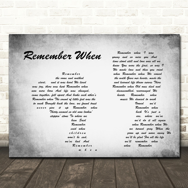 Alan Jackson Remember When Man Lady Couple Grey Song Lyric Quote Print