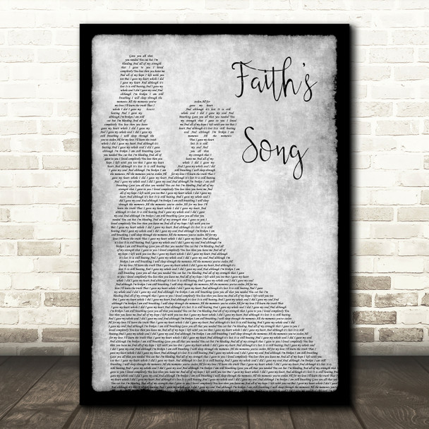 Amy Wadge Faith's Song Grey Man Lady Dancing Song Lyric Print