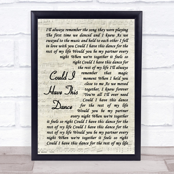 Anne Murray Could I Have This Dance Vintage Script Song Lyric Print