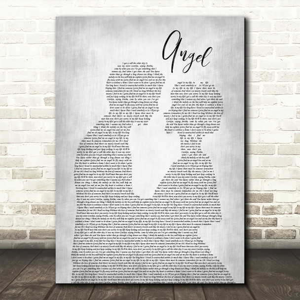 Aretha Franklin Angel Man Lady Bride Groom Wedding Grey Song Lyric Print