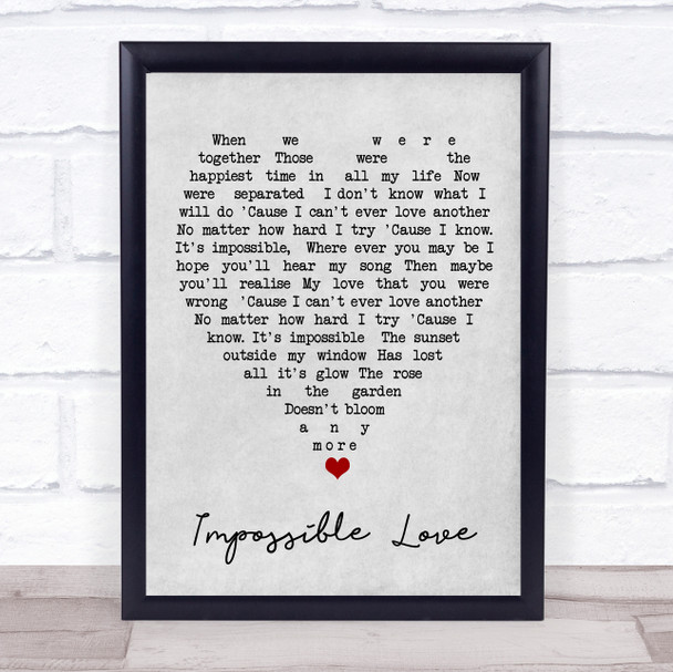 Impossible Love UB40 Grey Heart Song Lyric Quote Print