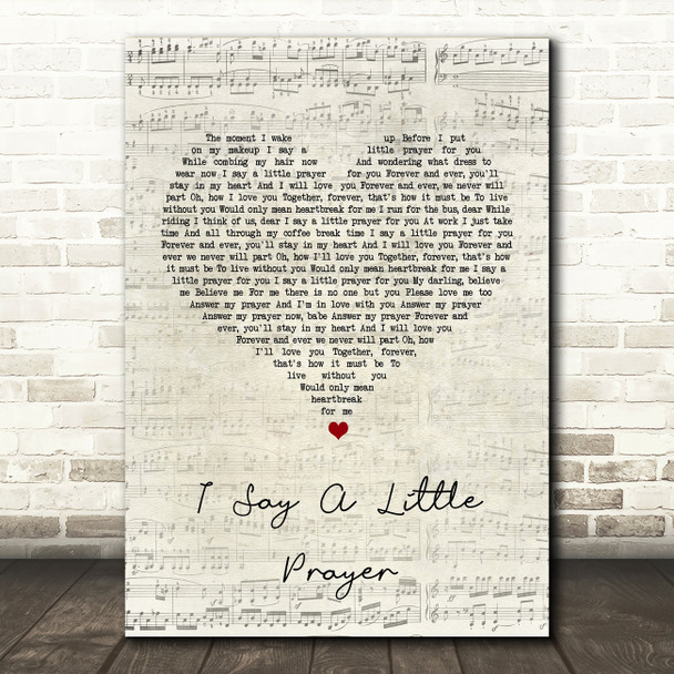 Aretha Franklin I Say A Little Prayer Script Heart Song Lyric Print