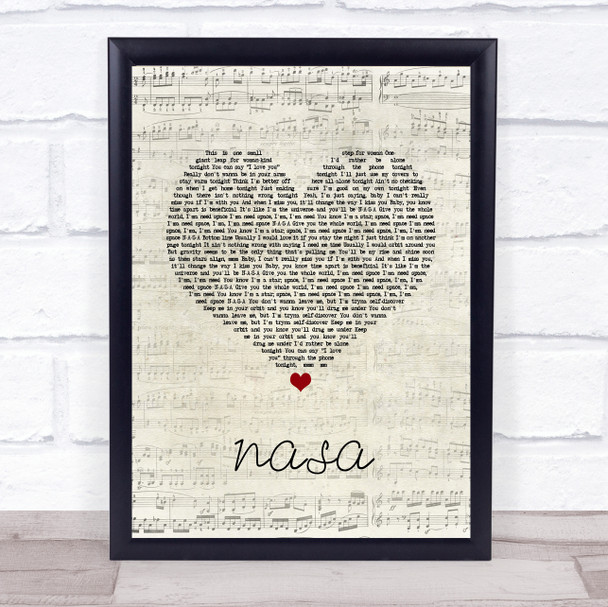 Ariana Grande NASA Script Heart Song Lyric Print