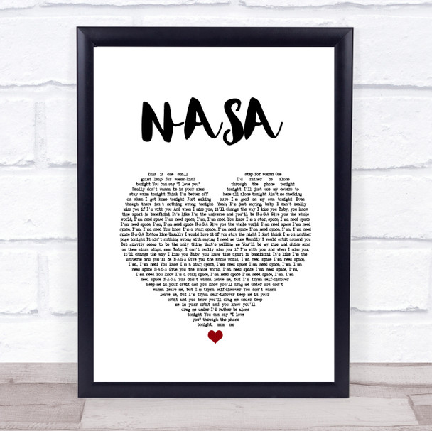 Ariana Grande NASA White Heart Song Lyric Print