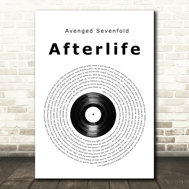 Avenged Sevenfold Afterlife Vinyl Record Song Lyric Print