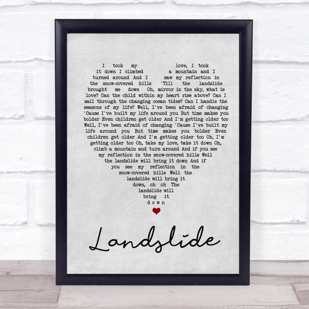 Landslide Fleetwood Mac Grey Heart Song Lyric Quote Print