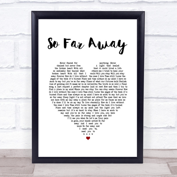 Avenged Sevenfold So Far Away White Heart Song Lyric Print