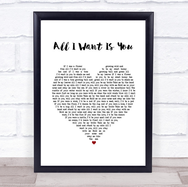 Barry Louis Polisar All I Want Is You White Heart Song Lyric Print