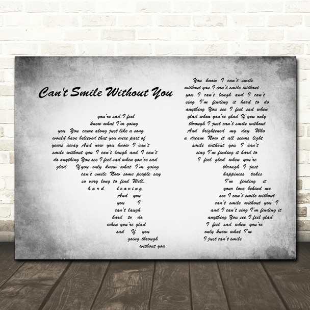Barry Manilow Can't Smile Without You Man Lady Couple Grey Song Lyric Print