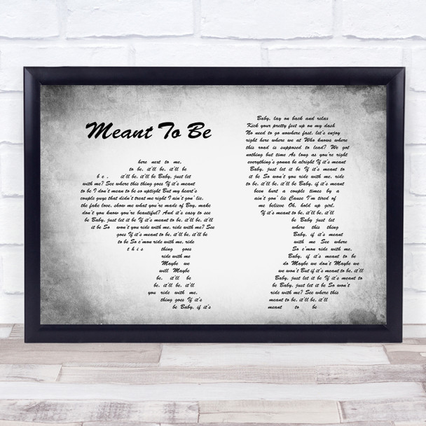 Bebe Rexha Meant To Be Man Lady Couple Grey Song Lyric Quote Print