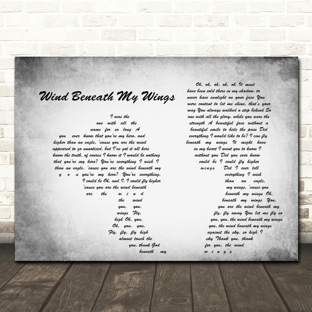 Bette Midler Wind Beneath My Wings Man Lady Couple Grey Song Lyric Quote Print