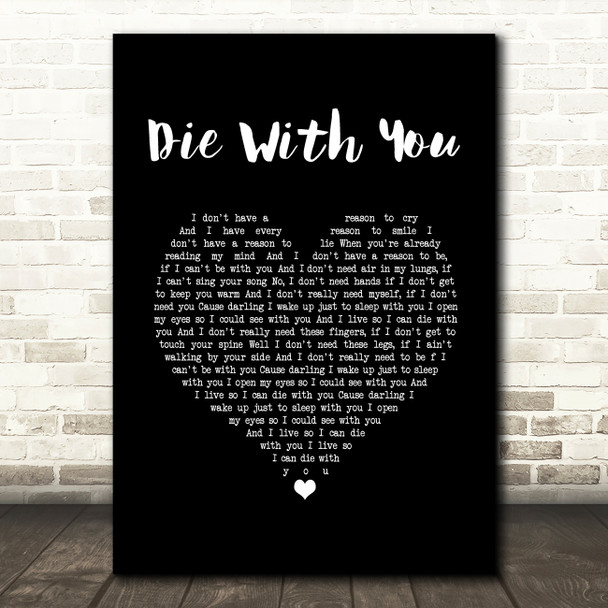 Beyonce and Jay Z Die With You Black Heart Song Lyric Print