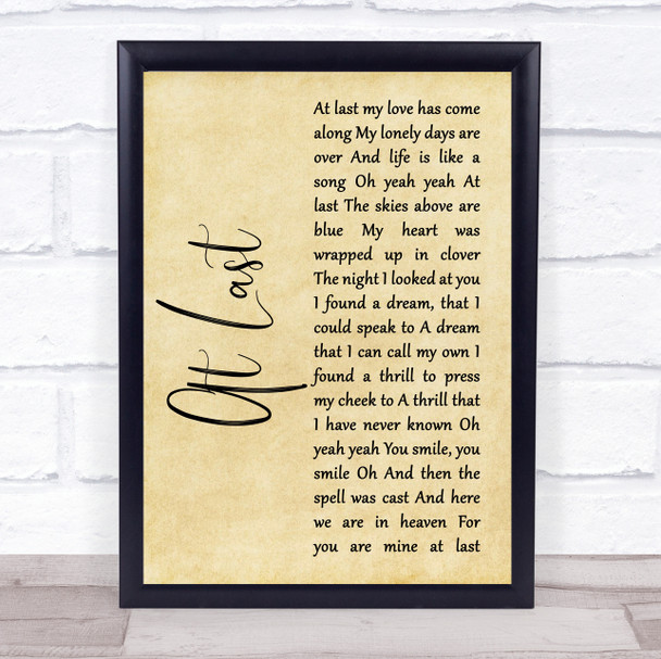 Beyonce At Last Rustic Script Song Lyric Print