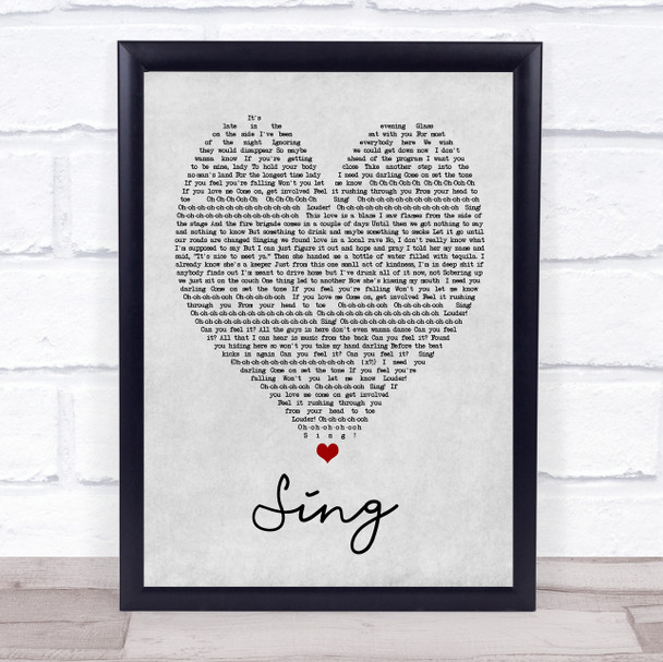 Sing Ed Sheeran Grey Heart Song Lyric Quote Print