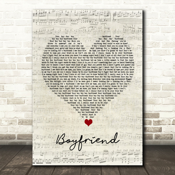 Big Time Rush Boyfriend Script Heart Song Lyric Print