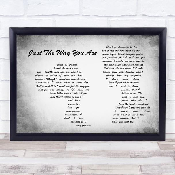 Billy Joel Just The Way You Are Man Lady Couple Grey Song Lyric Quote Print