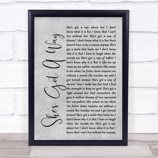 Billy Joel She's Got A Way Rustic Script Grey Song Lyric Quote Print