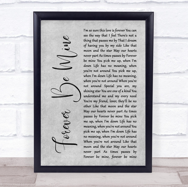 Bitty Mclean Forever Be Mine Grey Rustic Script Song Lyric Print