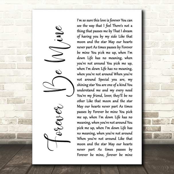 Bitty Mclean Forever Be Mine White Script Song Lyric Print
