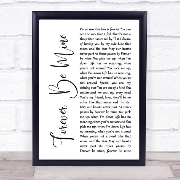 Bitty Mclean Forever Be Mine White Script Song Lyric Print