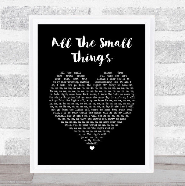 blink-182 All The Small Things Black Heart Song Lyric Print