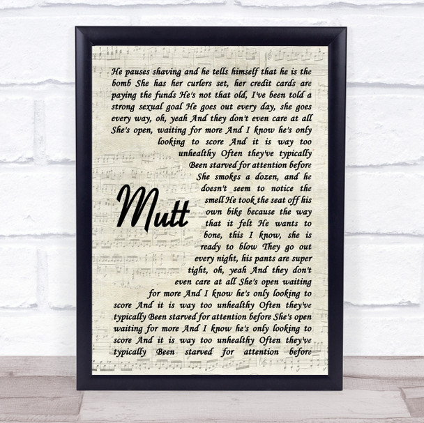 Blink-182 Mutt Vintage Script Song Lyric Print