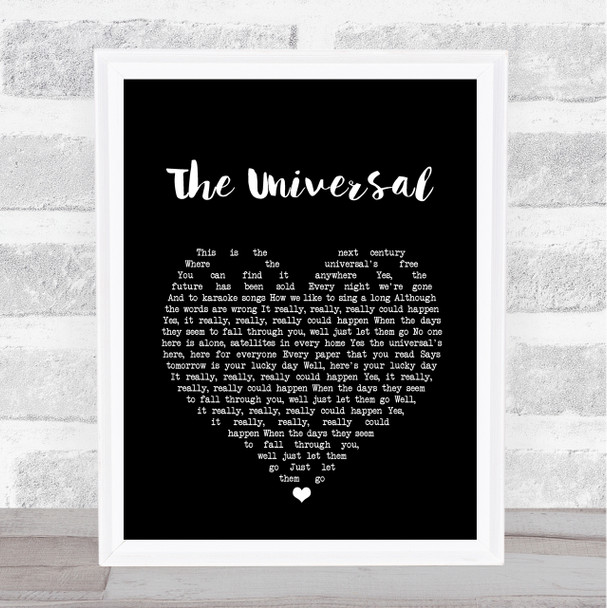 Blur The Universal Black Heart Song Lyric Print